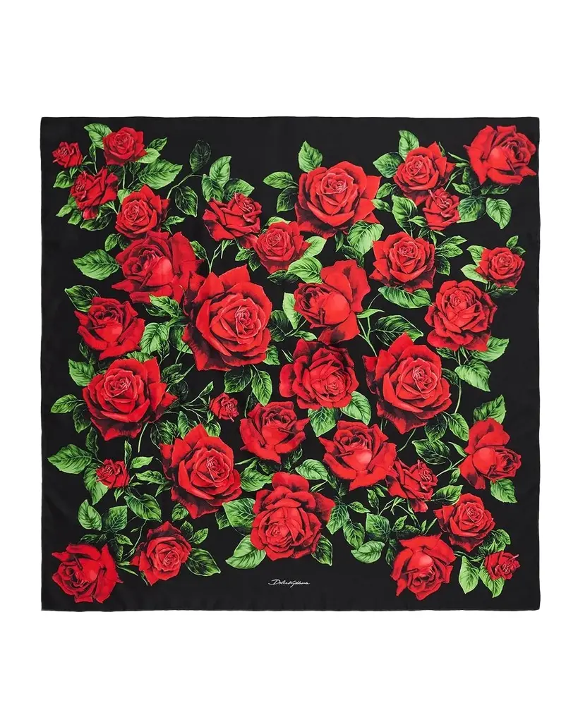 Dolce & Gabbana Rose-Print Silk Twill Scarf | Image 1 Dolce & Gabbana Rose-Print Silk Twill Scarf | Image 1