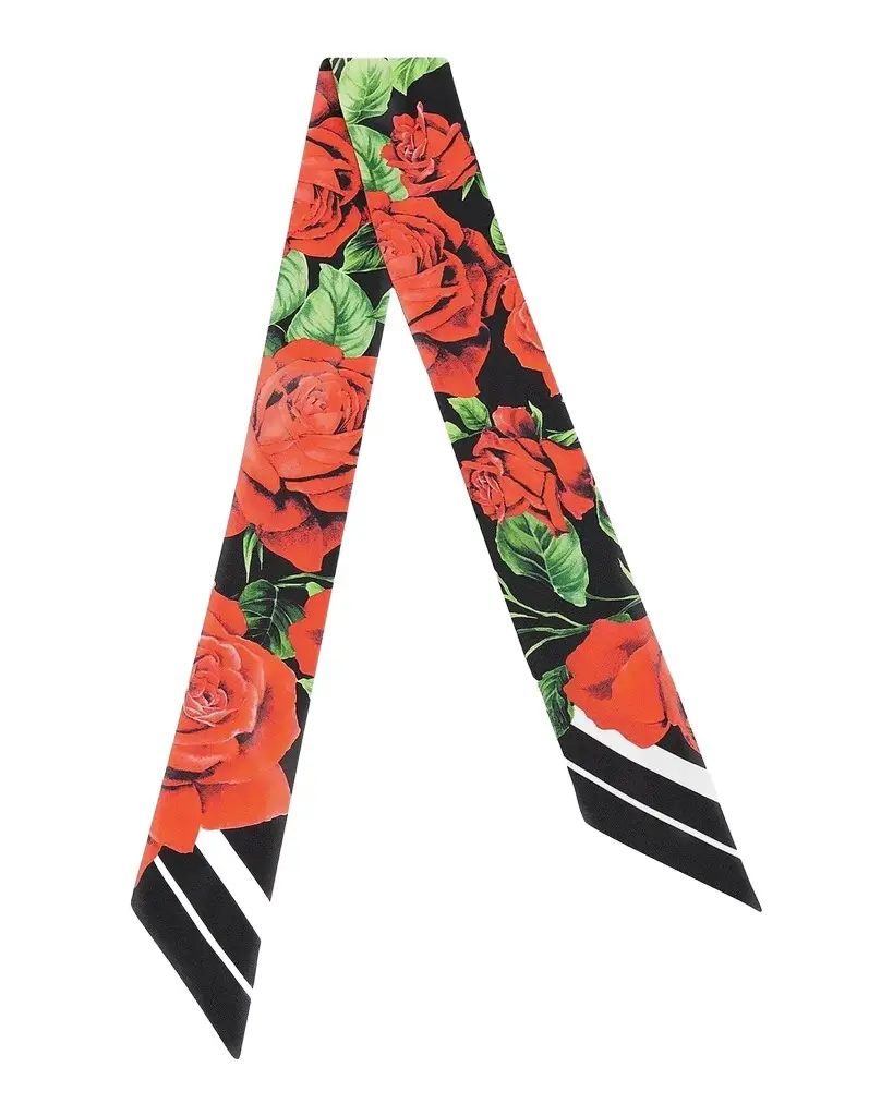 Dolce & Gabbana Rose-Printed Silk Headscarf | Image 1 Dolce & Gabbana Rose-Printed Silk Headscarf | Image 1