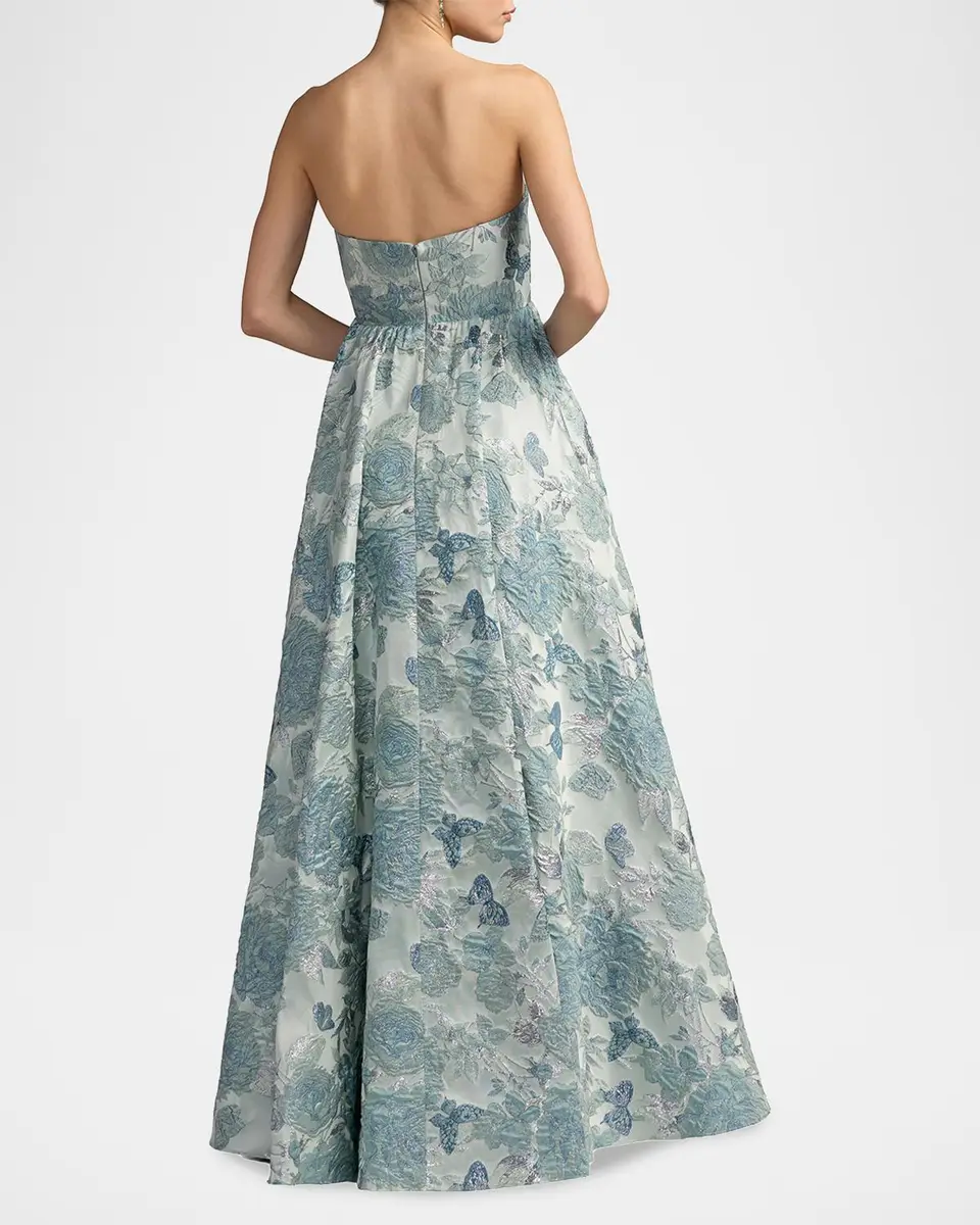 Mac Duggal Floral Brocade Strapless Gown | Thumbnail 3