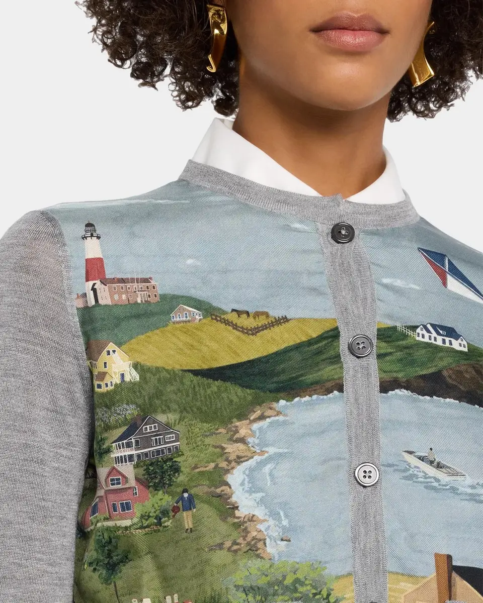 Thom Browne Nantucket Scenic Silk & Cashmere Knit Crewneck Cardigan | Thumbnail 5 Thom Browne Nantucket Scenic Silk & Cashmere Knit Crewneck Cardigan | Thumbnail 5