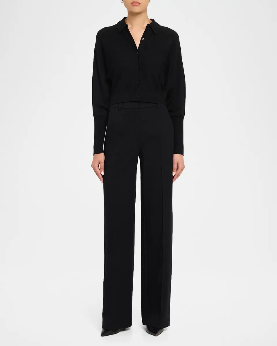 Lela Rose Cropped Dolman-Sleeve Collared Cardigan | Thumbnail 2 Lela Rose Cropped Dolman-Sleeve Collared Cardigan | Thumbnail 2