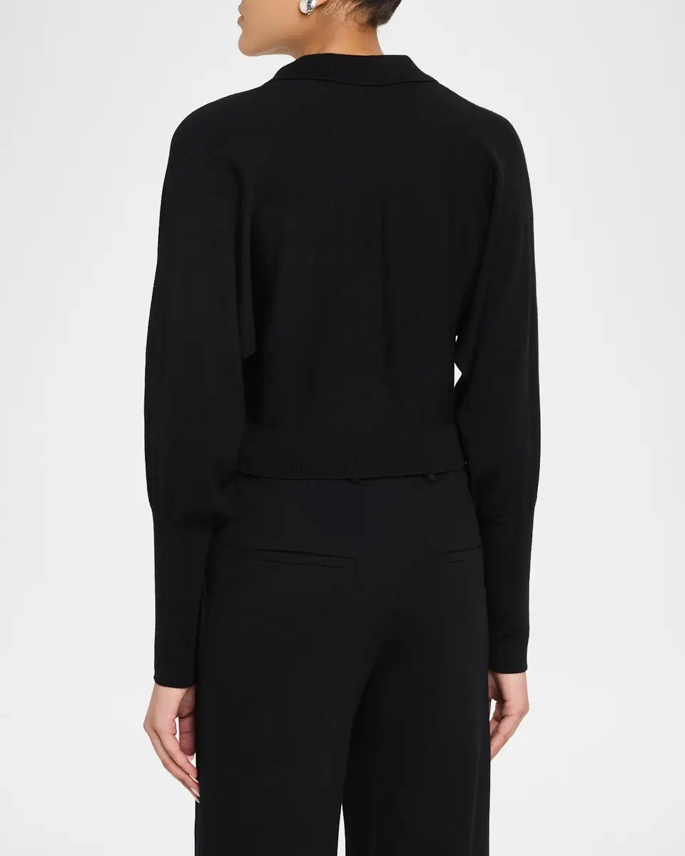 Lela Rose Cropped Dolman-Sleeve Collared Cardigan | Thumbnail 3 Lela Rose Cropped Dolman-Sleeve Collared Cardigan | Thumbnail 3