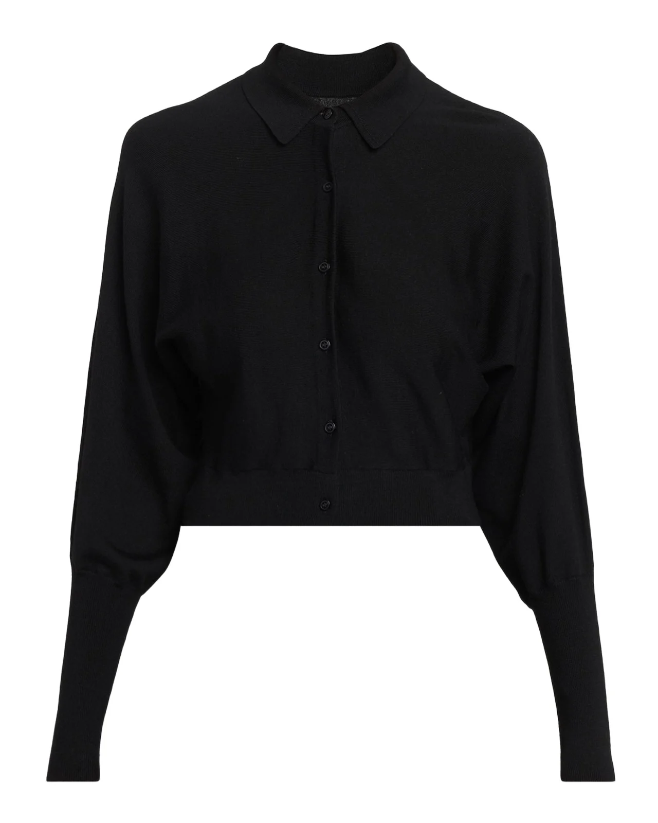 Lela Rose Cropped Dolman-Sleeve Collared Cardigan