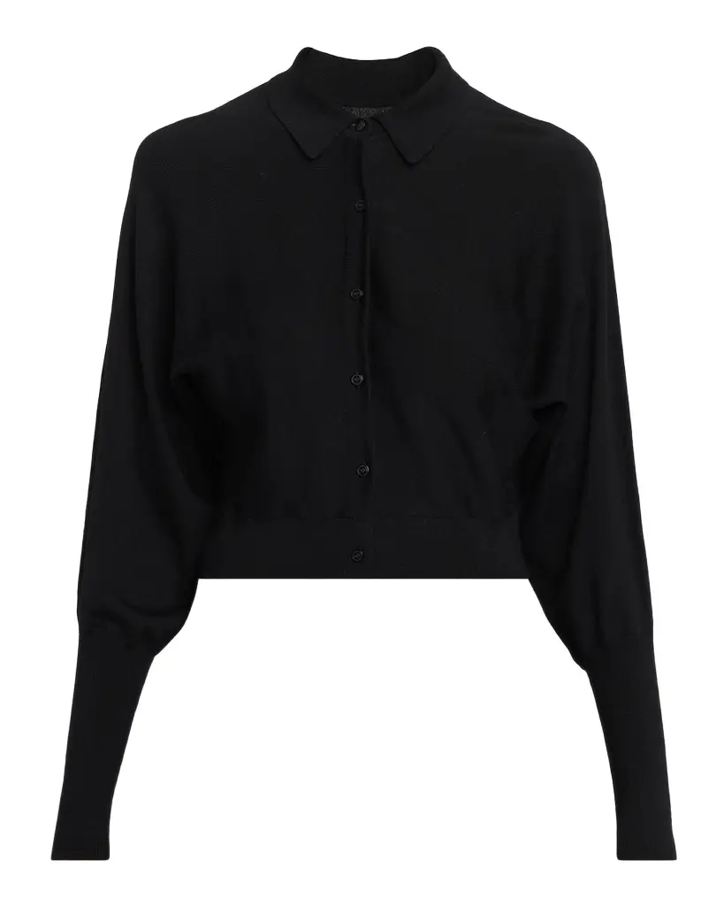 Lela Rose Cropped Dolman-Sleeve Collared Cardigan | Image 1 Lela Rose Cropped Dolman-Sleeve Collared Cardigan | Image 1