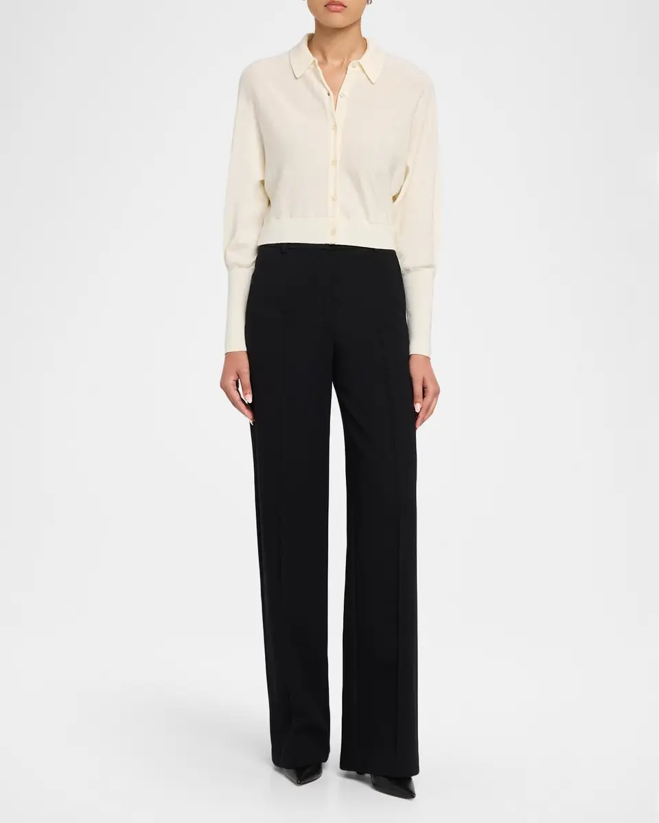 Lela Rose Cropped Dolman-Sleeve Collared Cardigan | Thumbnail 2 Lela Rose Cropped Dolman-Sleeve Collared Cardigan | Thumbnail 2