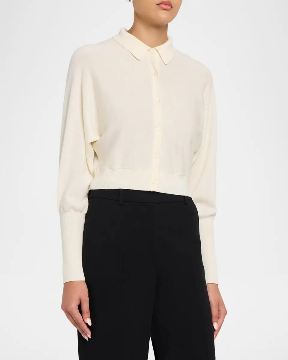 Lela Rose Cropped Dolman-Sleeve Collared Cardigan | Thumbnail 4 Lela Rose Cropped Dolman-Sleeve Collared Cardigan | Thumbnail 4