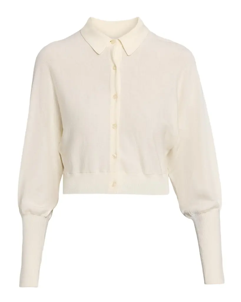 Lela Rose Cropped Dolman-Sleeve Collared Cardigan | Image 1 Lela Rose Cropped Dolman-Sleeve Collared Cardigan | Image 1