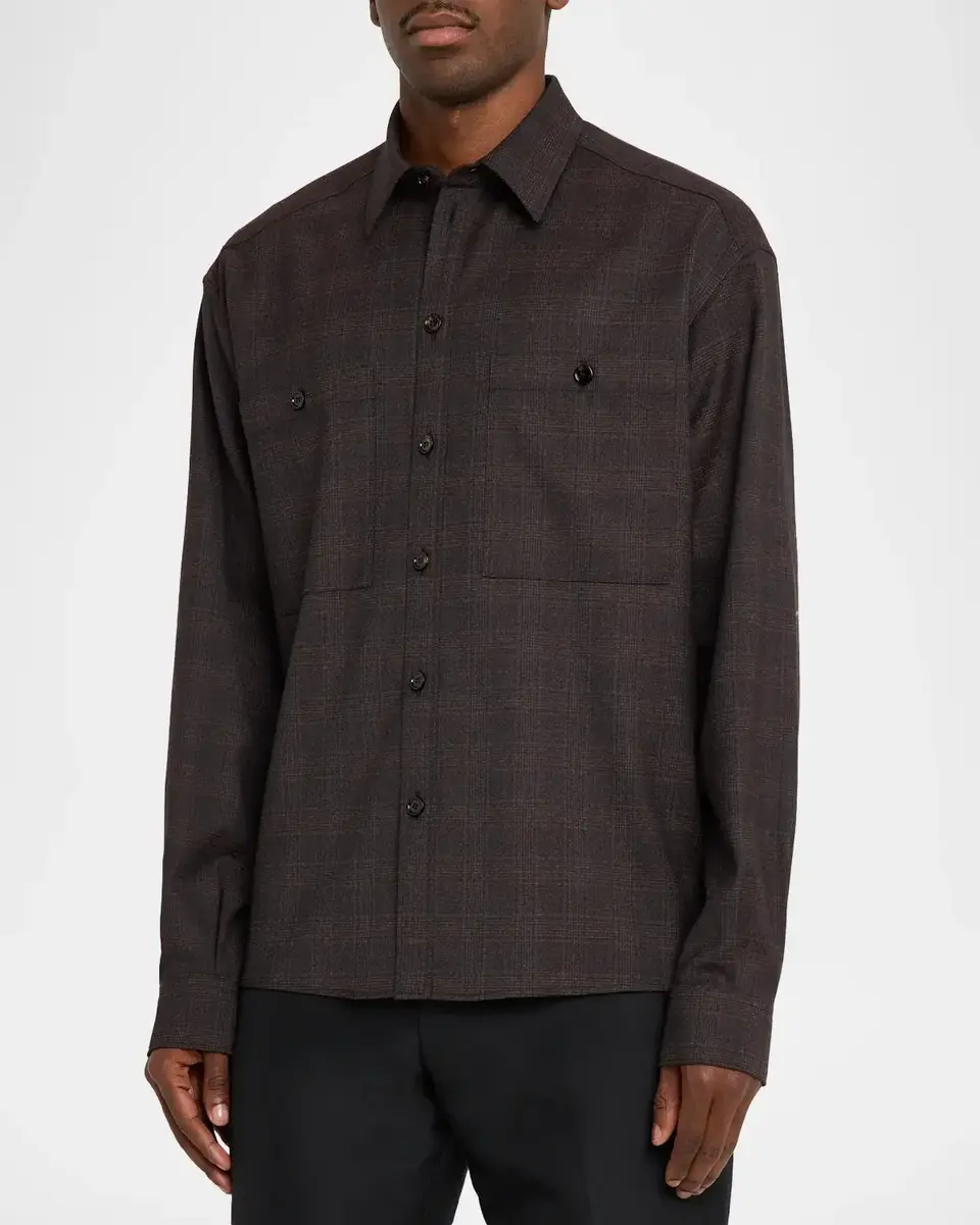 Dolce & Gabbana Men's Lana Tonal Check Double-Pocket Button-Down Shirt | Thumbnail 4 Dolce & Gabbana Men's Lana Tonal Check Double-Pocket Button-Down Shirt | Thumbnail 4