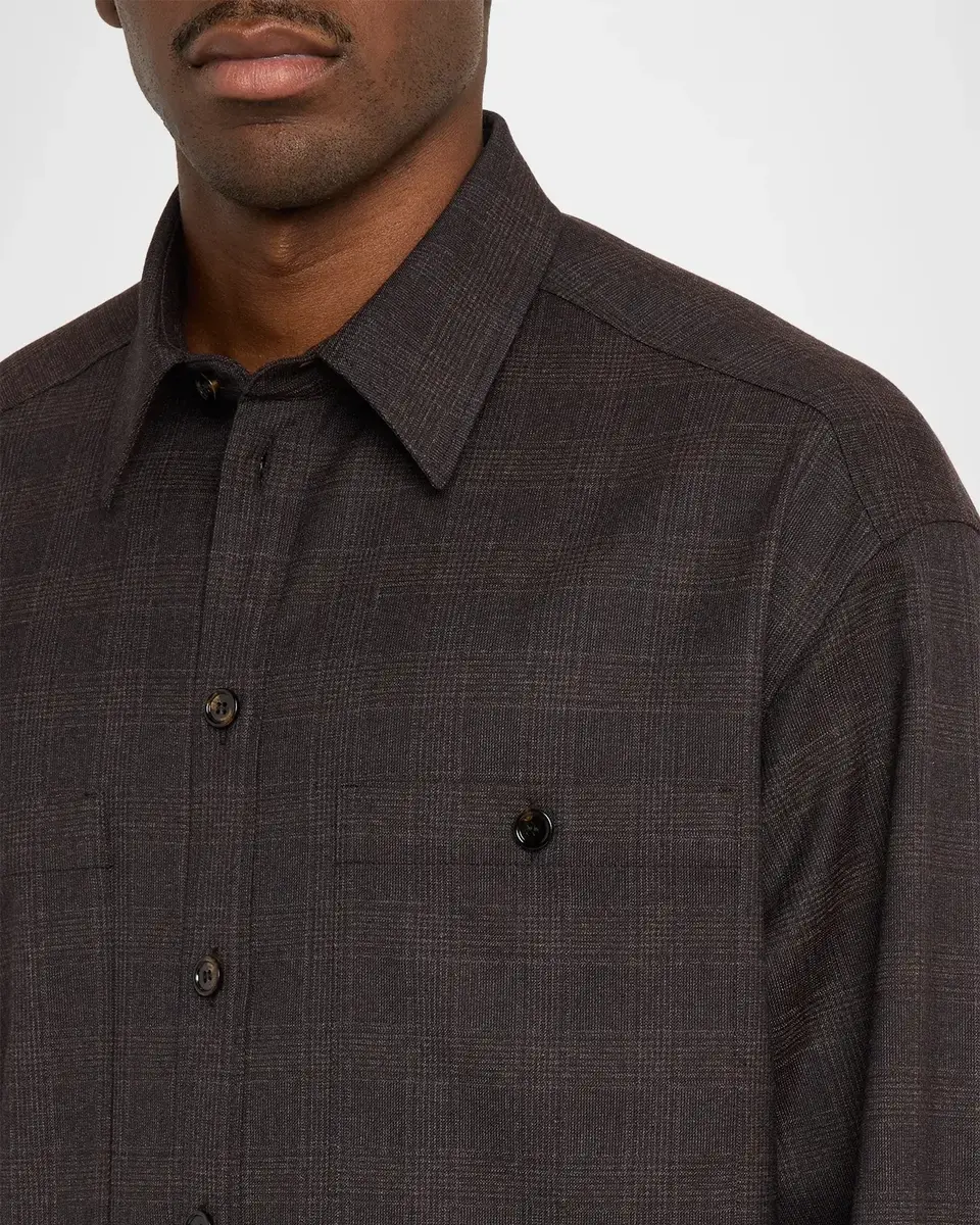 Dolce & Gabbana Men's Lana Tonal Check Double-Pocket Button-Down Shirt | Thumbnail 7 Dolce & Gabbana Men's Lana Tonal Check Double-Pocket Button-Down Shirt | Thumbnail 7
