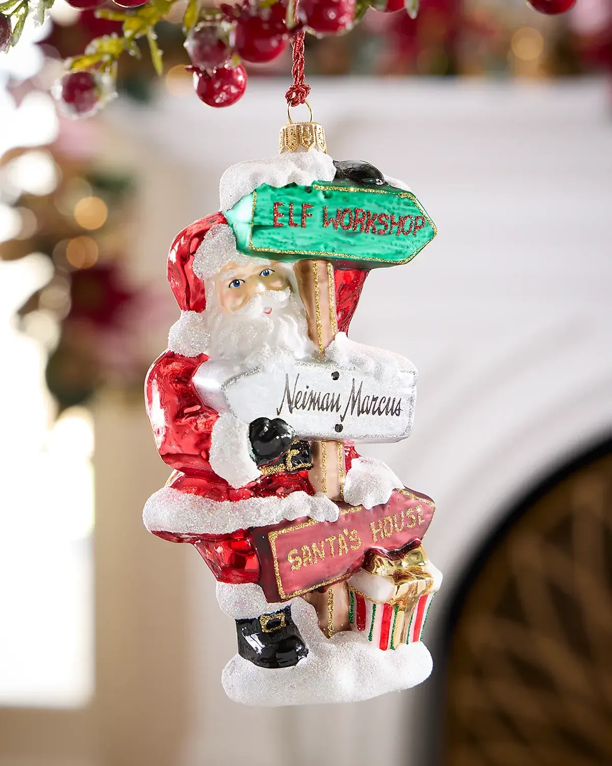 Neiman Marcus Santa with Road Signs Christmas Ornament