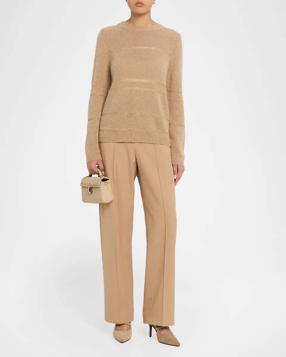 Fabiana Filippi Metallic Striped Wool-Mohair Sweater | Thumbnail 2 Fabiana Filippi Metallic Striped Wool-Mohair Sweater | Thumbnail 2