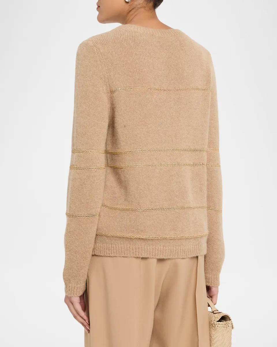 Fabiana Filippi Metallic Striped Wool-Mohair Sweater | Thumbnail 3 Fabiana Filippi Metallic Striped Wool-Mohair Sweater | Thumbnail 3