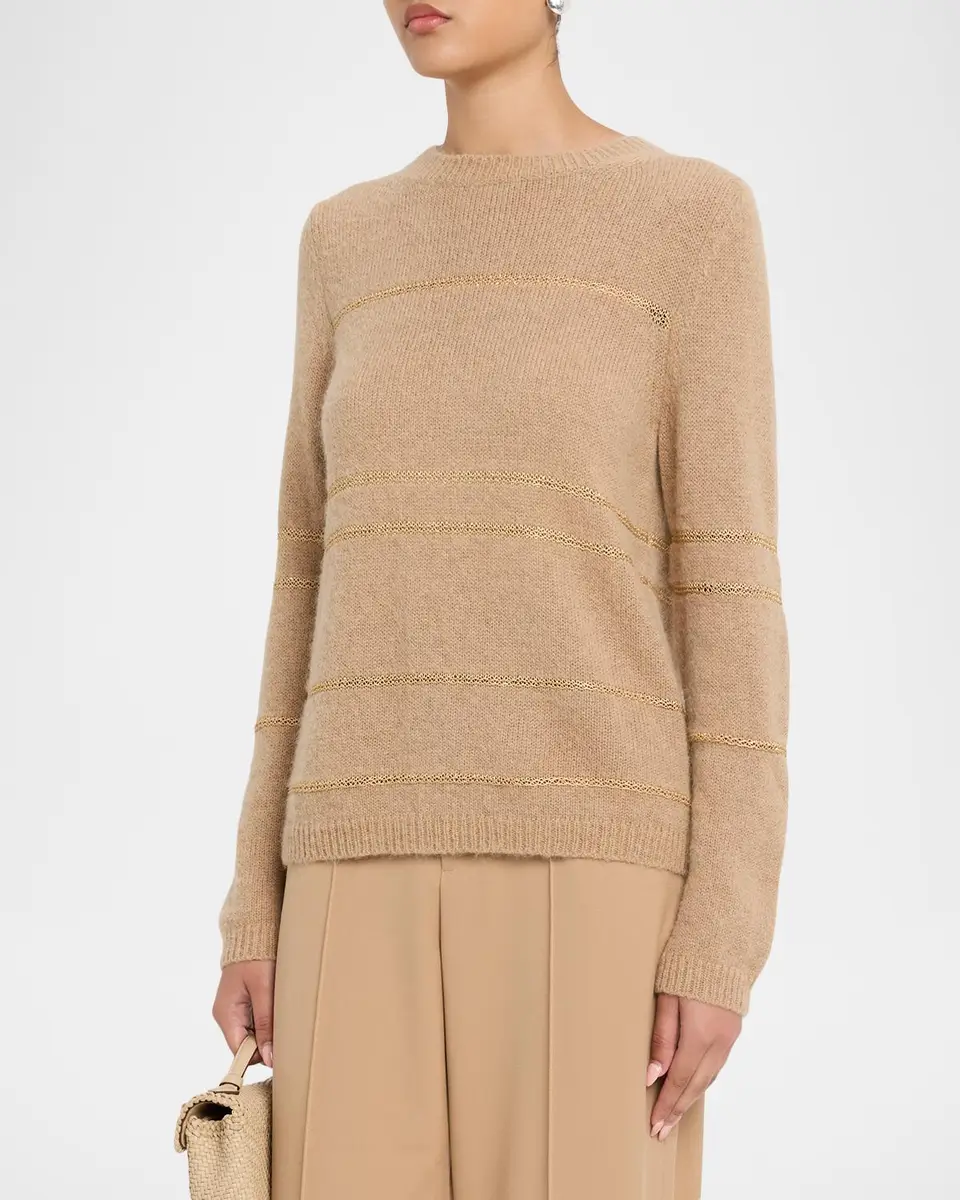 Fabiana Filippi Metallic Striped Wool-Mohair Sweater | Thumbnail 4 Fabiana Filippi Metallic Striped Wool-Mohair Sweater | Thumbnail 4