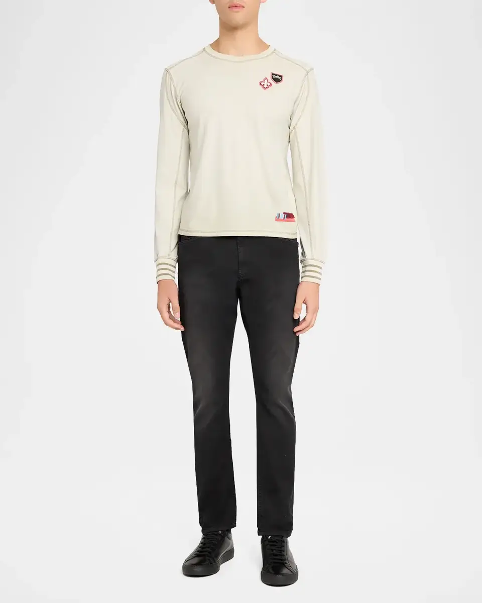 Diesel Men's Patchwork Long-Sleeve Crewneck T-Shirt | Thumbnail 2
