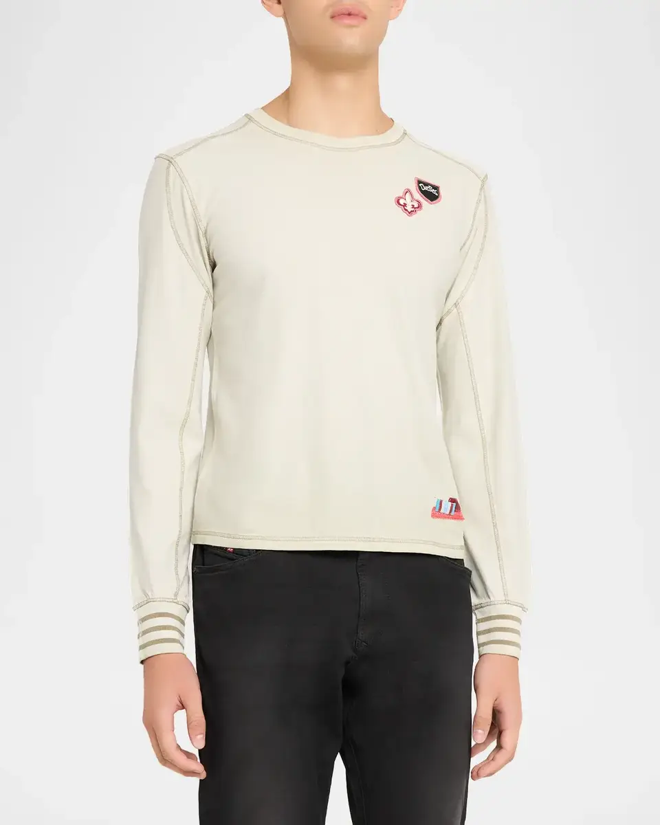 Diesel Men's Patchwork Long-Sleeve Crewneck T-Shirt | Thumbnail 4
