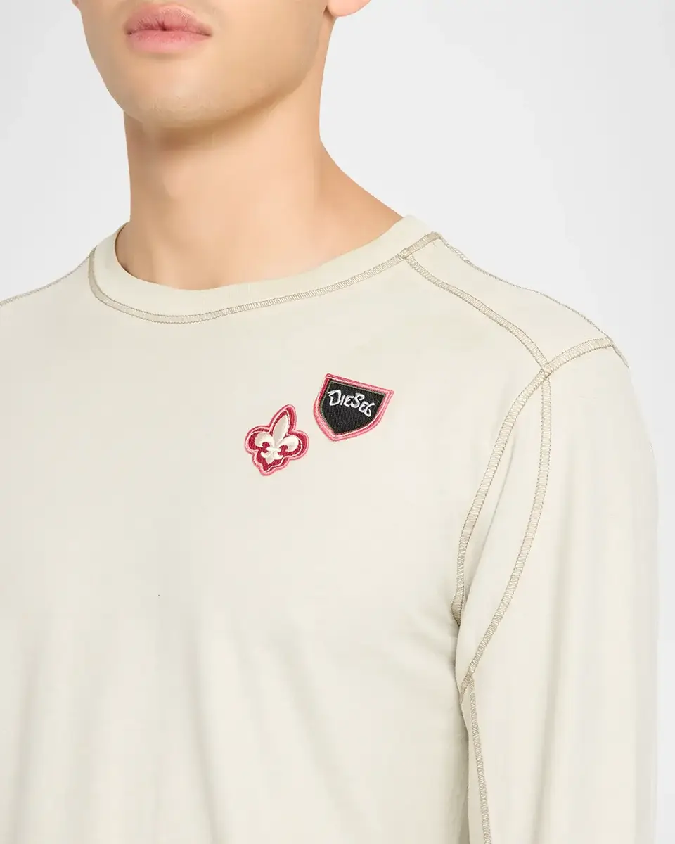 Diesel Men's Patchwork Long-Sleeve Crewneck T-Shirt | Thumbnail 8