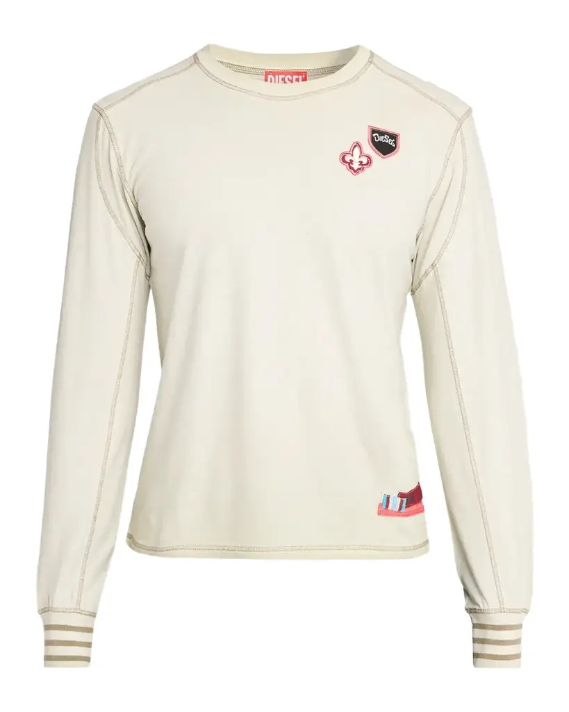 Diesel Men's Patchwork Long-Sleeve Crewneck T-Shirt | Image 1 Diesel Men's Patchwork Long-Sleeve Crewneck T-Shirt | Image 1