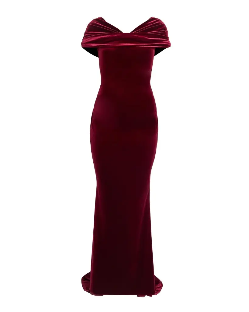 Talbot Runhof Kate Draped Velvet Mermaid Gown | Image 1 Talbot Runhof Kate Draped Velvet Mermaid Gown | Image 1