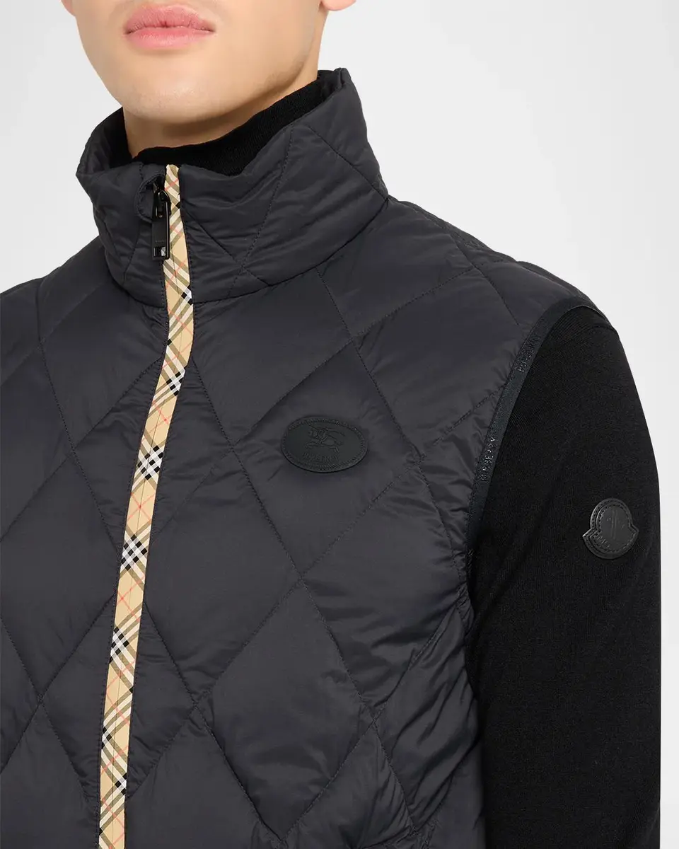 Burberry Men's Acresford Check-Tape Quilted Vest | Thumbnail 4 Burberry Men's Acresford Check-Tape Quilted Vest | Thumbnail 4