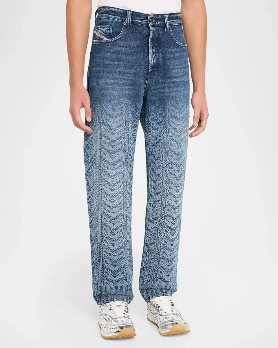 Diesel Men's Degrade Cable-Print Jeans | Thumbnail 4 Diesel Men's Degrade Cable-Print Jeans | Thumbnail 4