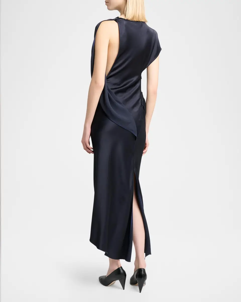 Victoria Beckham Kyra Satin Asymmetric Midi Dress | Thumbnail 3