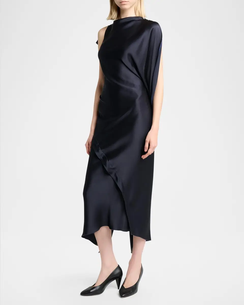 Victoria Beckham Kyra Satin Asymmetric Midi Dress | Thumbnail 4