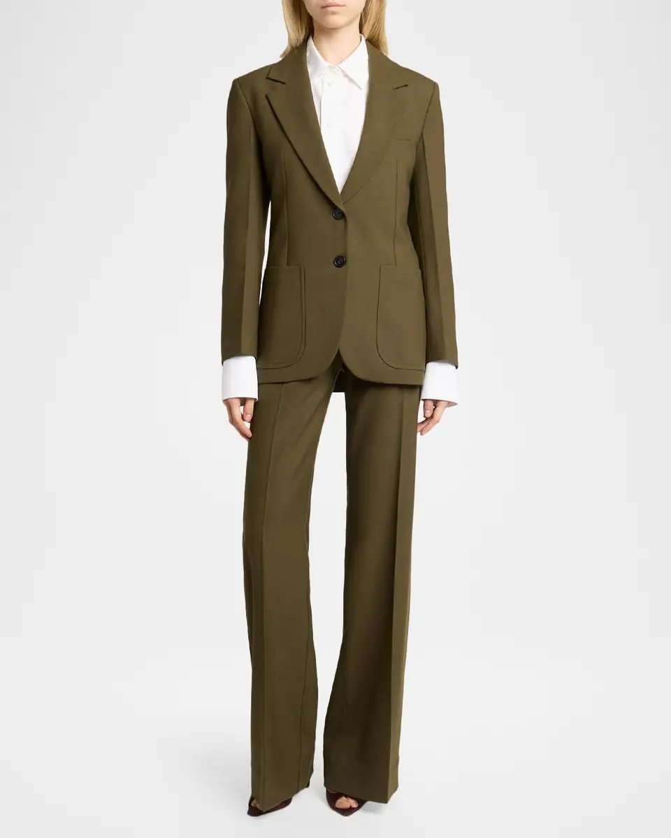 Victoria Beckham Katherine Patch Pocket Wool Single-Breasted Jacket | Thumbnail 2 Victoria Beckham Katherine Patch Pocket Wool Single-Breasted Jacket | Thumbnail 2