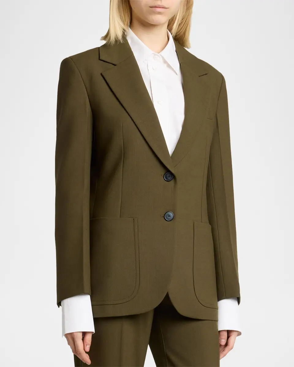 Victoria Beckham Katherine Patch Pocket Wool Single-Breasted Jacket | Thumbnail 4 Victoria Beckham Katherine Patch Pocket Wool Single-Breasted Jacket | Thumbnail 4