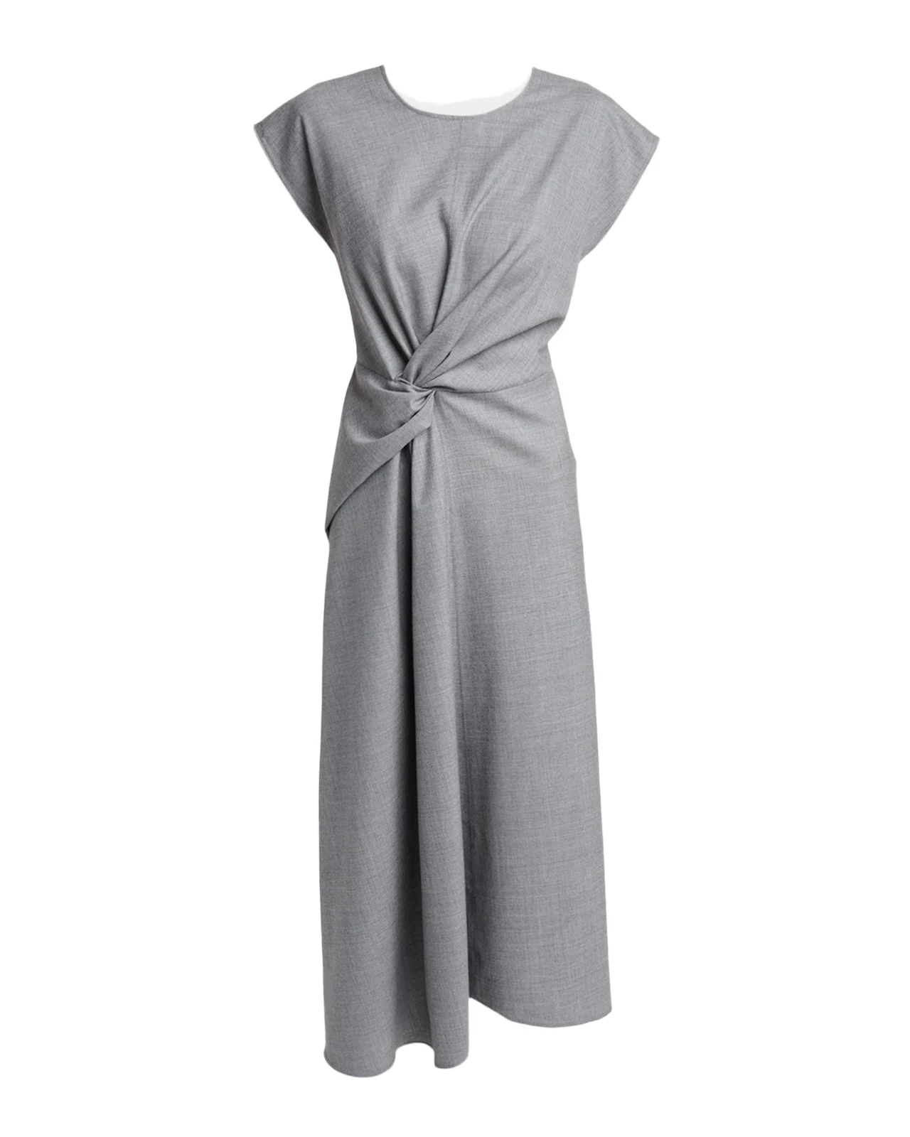Victoria Beckham Aria Twisted Wool Cap-Sleeve Midi Dress