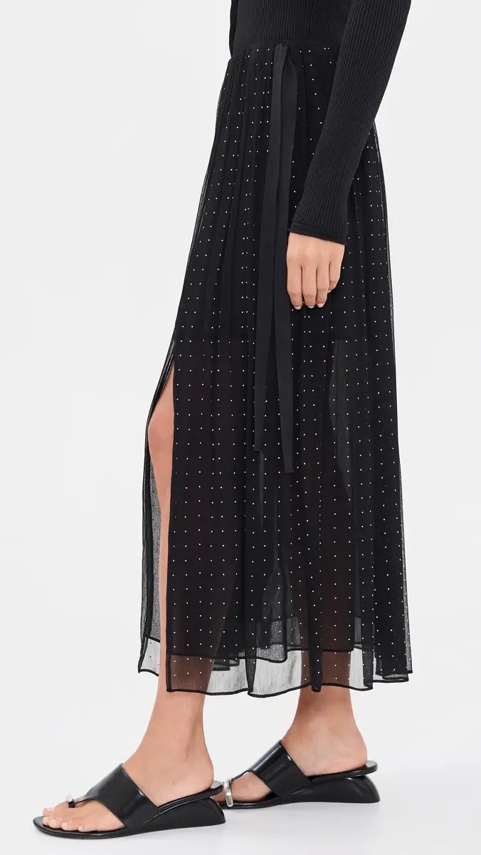 Vince Heat Set Dot Gathered Skirt | Thumbnail 4 Vince Heat Set Dot Gathered Skirt | Thumbnail 4