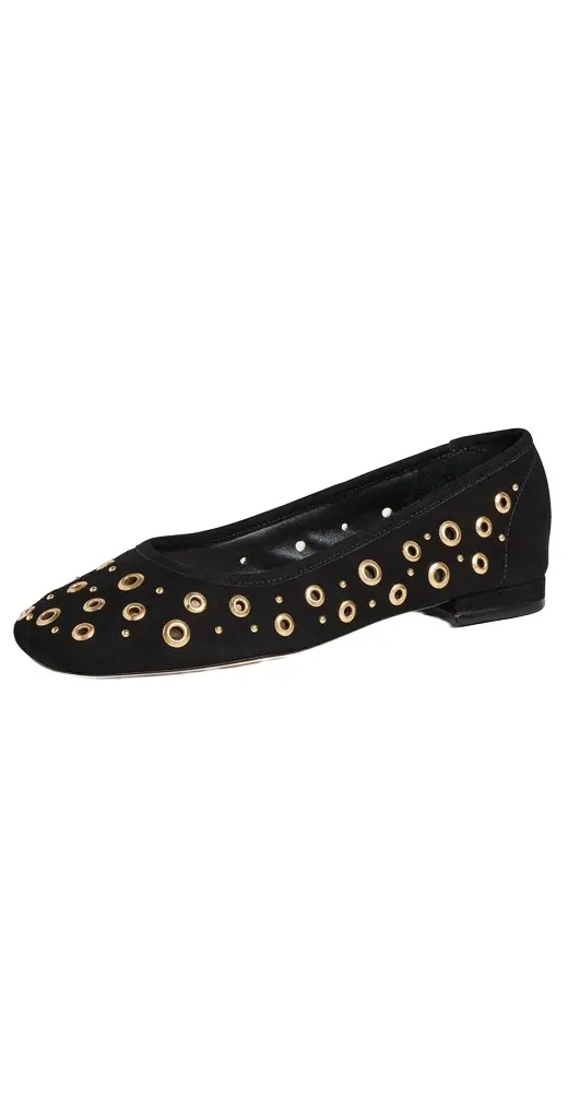 Cinq à Sept Ivy Mixed Hardware Ballet Flats Black | Image 1 Cinq à Sept Ivy Mixed Hardware Ballet Flats Black | Image 1