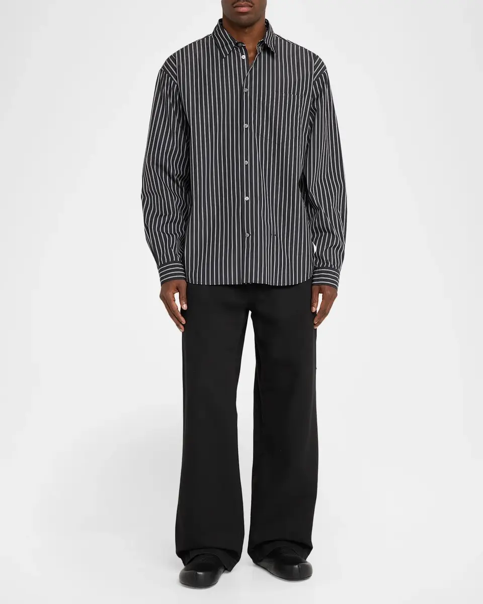 Marni Men's Pencil Stripe Cotton-Nylon Sport Shirt | Thumbnail 2 Marni Men's Pencil Stripe Cotton-Nylon Sport Shirt | Thumbnail 2