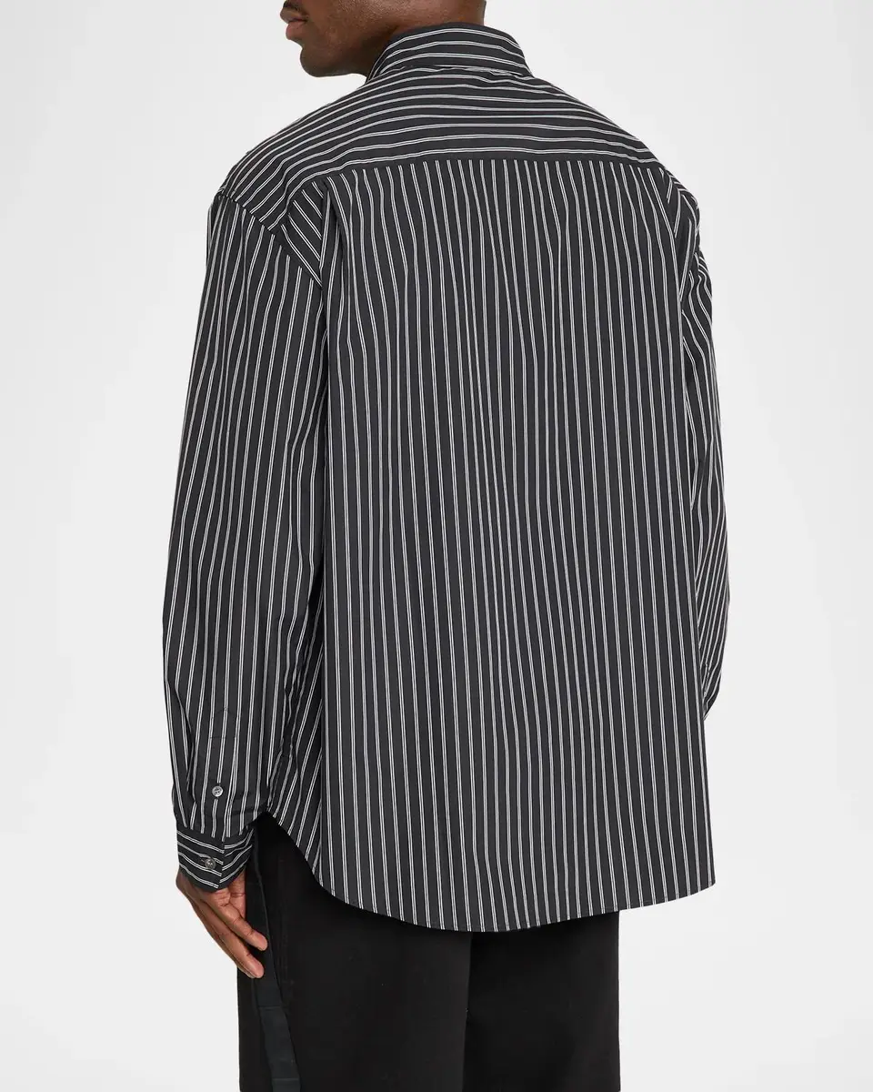Marni Men's Pencil Stripe Cotton-Nylon Sport Shirt | Thumbnail 3 Marni Men's Pencil Stripe Cotton-Nylon Sport Shirt | Thumbnail 3