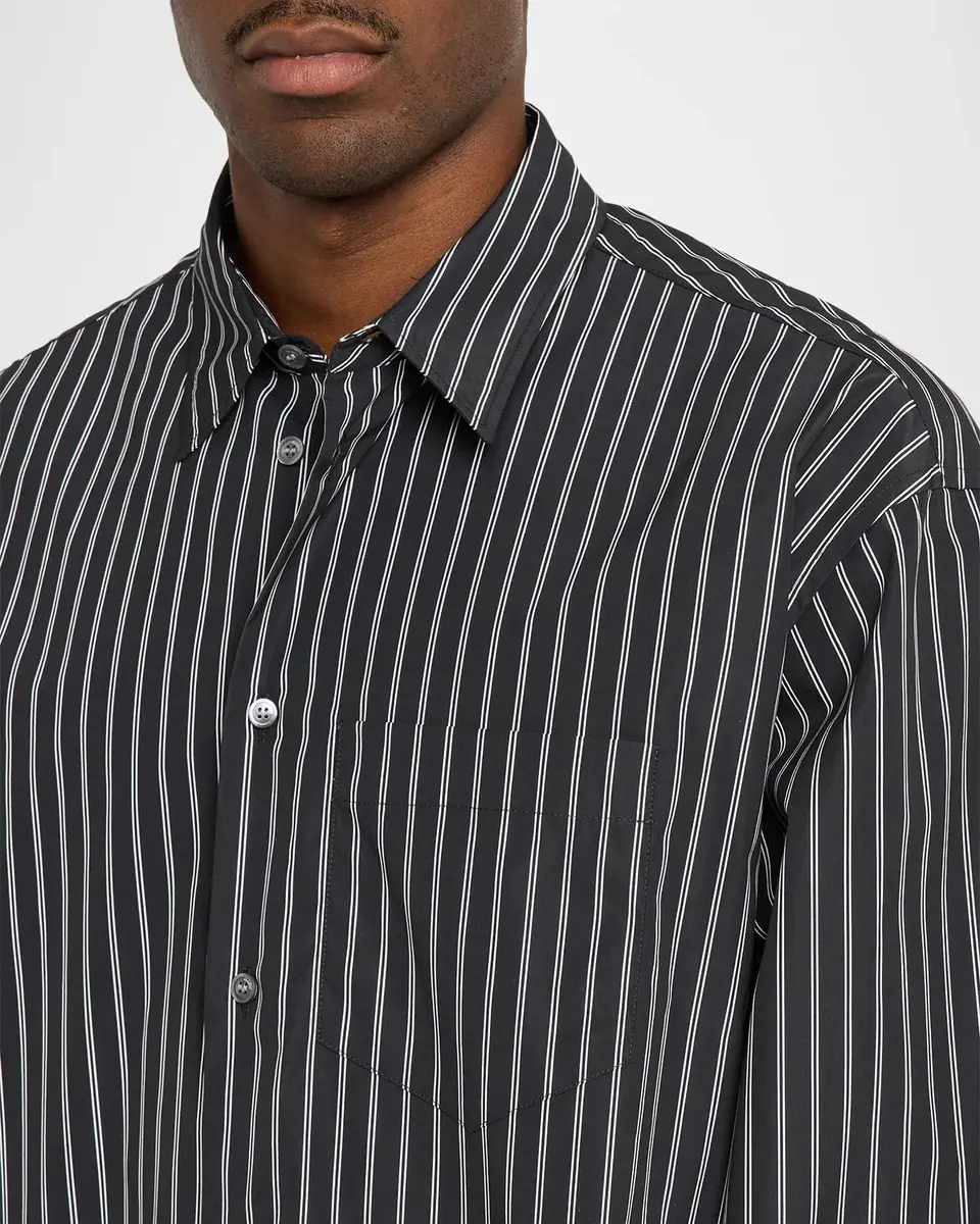 Marni Men's Pencil Stripe Cotton-Nylon Sport Shirt | Thumbnail 5 Marni Men's Pencil Stripe Cotton-Nylon Sport Shirt | Thumbnail 5