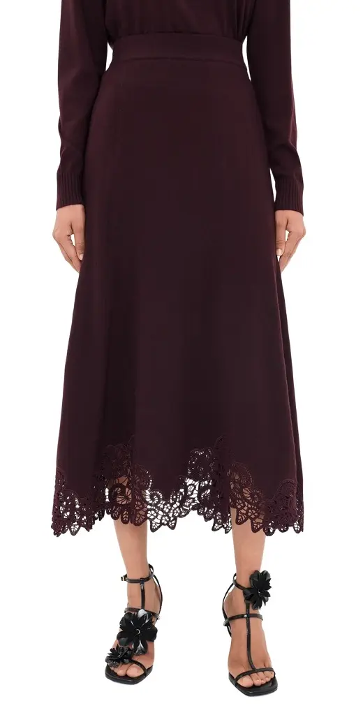 Zimmermann Valiant Merino Lace Skirt Mahogany | Image 1 Zimmermann Valiant Merino Lace Skirt Mahogany | Image 1