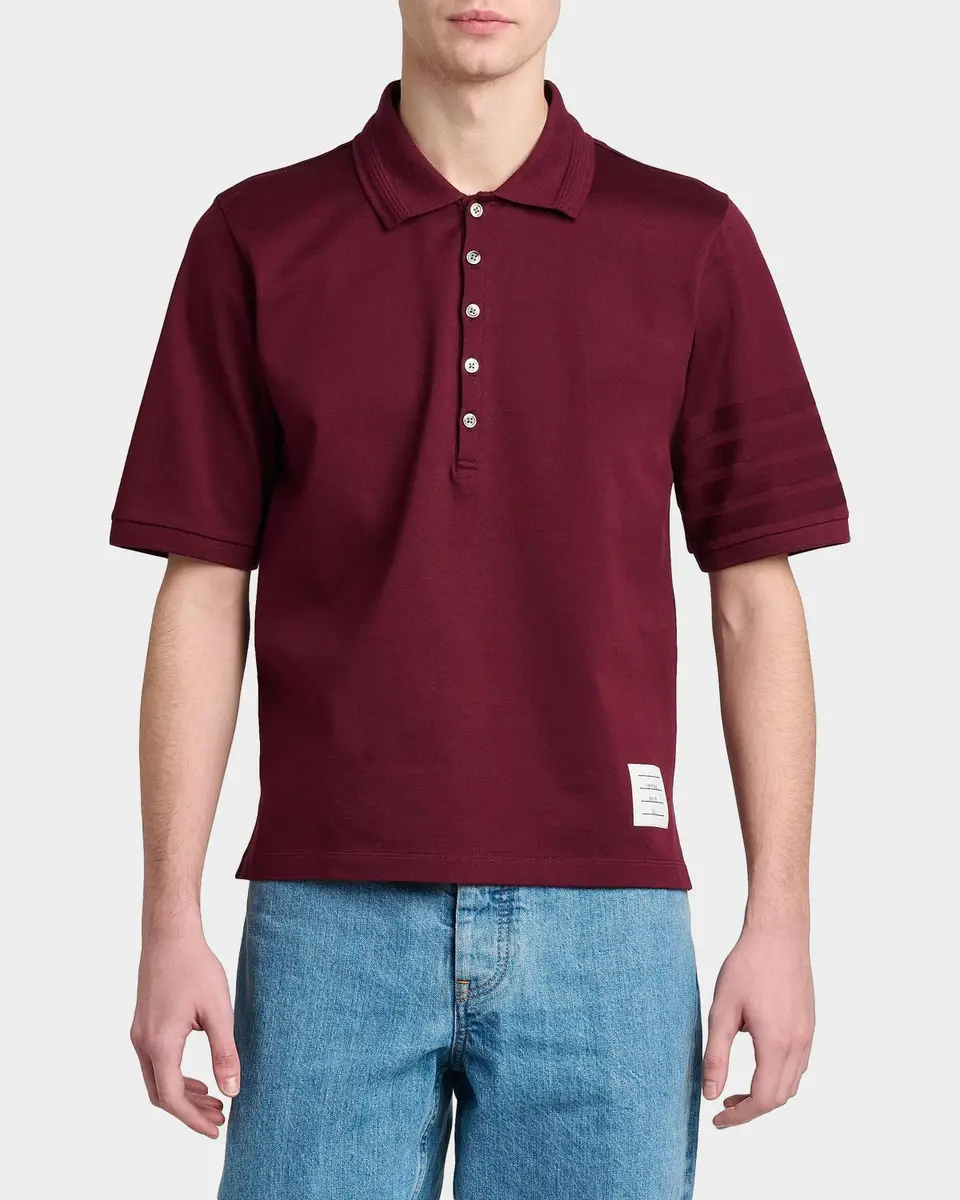 Thom Browne Men's Cotton 4-Bar Sleeve Name Applique Polo Shirt | Thumbnail 4 Thom Browne Men's Cotton 4-Bar Sleeve Name Applique Polo Shirt | Thumbnail 4