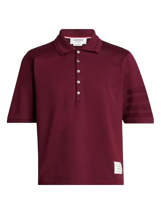 Thom Browne Men's Cotton 4-Bar Sleeve Name Applique Polo Shirt
