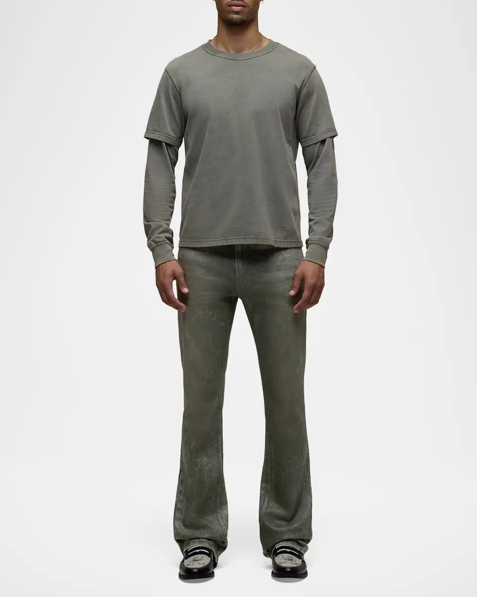 Hudson Men's Walker Kick Flare Jeans in Wax Olive | Thumbnail 2 Hudson Men's Walker Kick Flare Jeans in Wax Olive | Thumbnail 2