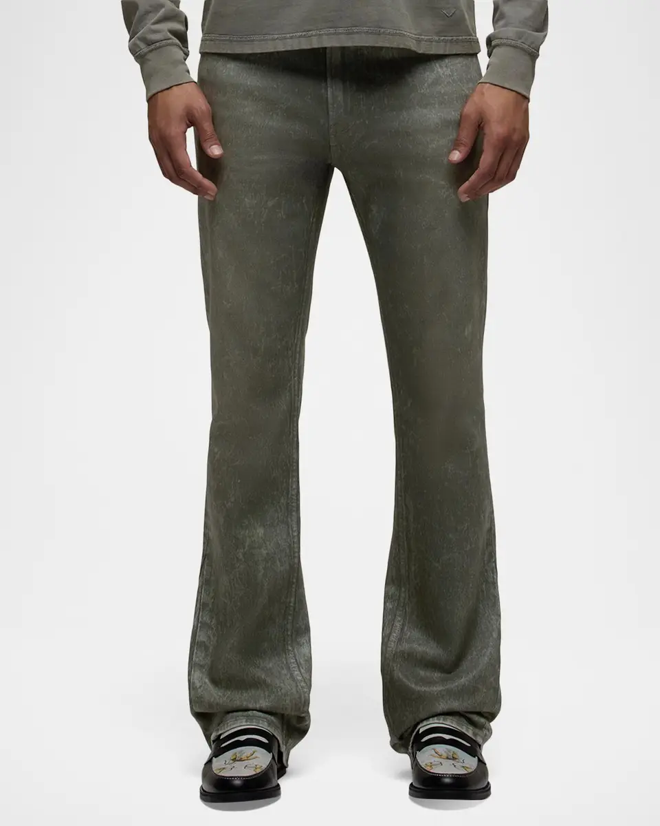 Hudson Men's Walker Kick Flare Jeans in Wax Olive | Thumbnail 4 Hudson Men's Walker Kick Flare Jeans in Wax Olive | Thumbnail 4