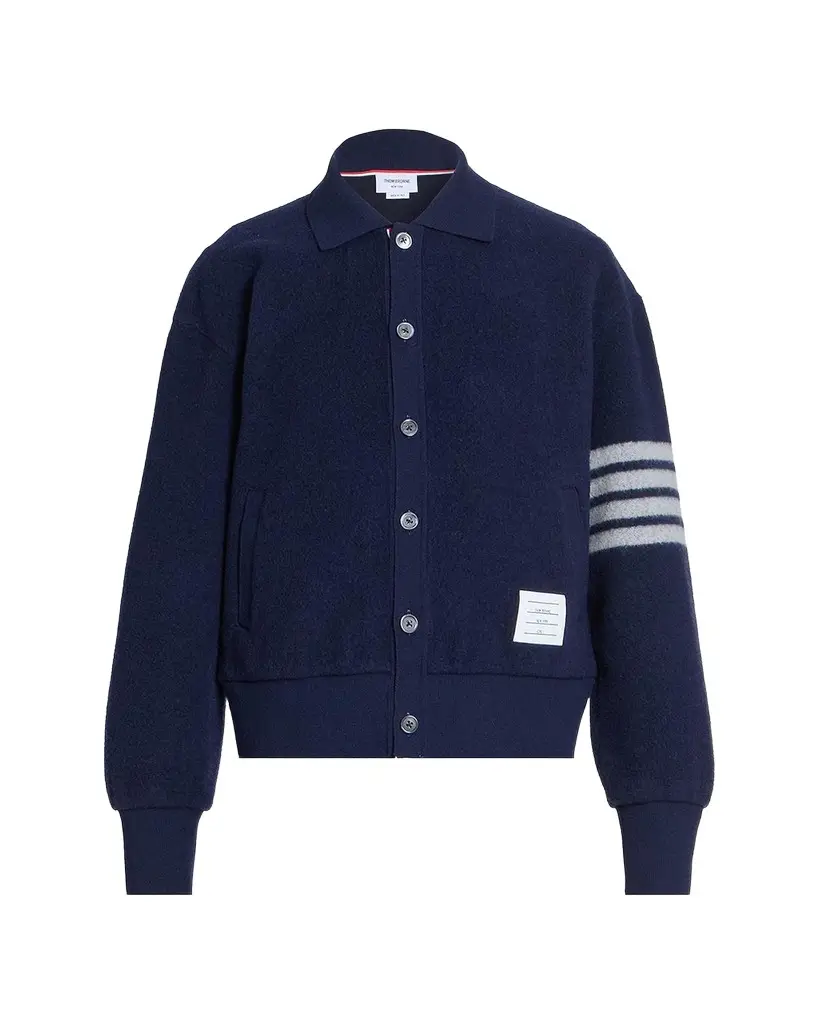Thom Browne Men's Wool Fleece Polo Cardigan | Image 1 Thom Browne Men's Wool Fleece Polo Cardigan | Image 1