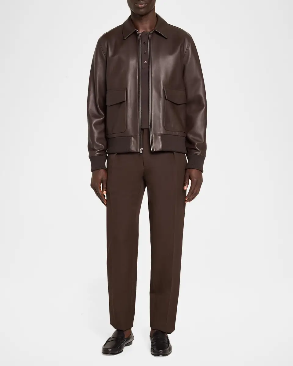 Vince Men's Leather Aviator Bomber Jacket | Thumbnail 2 Vince Men's Leather Aviator Bomber Jacket | Thumbnail 2