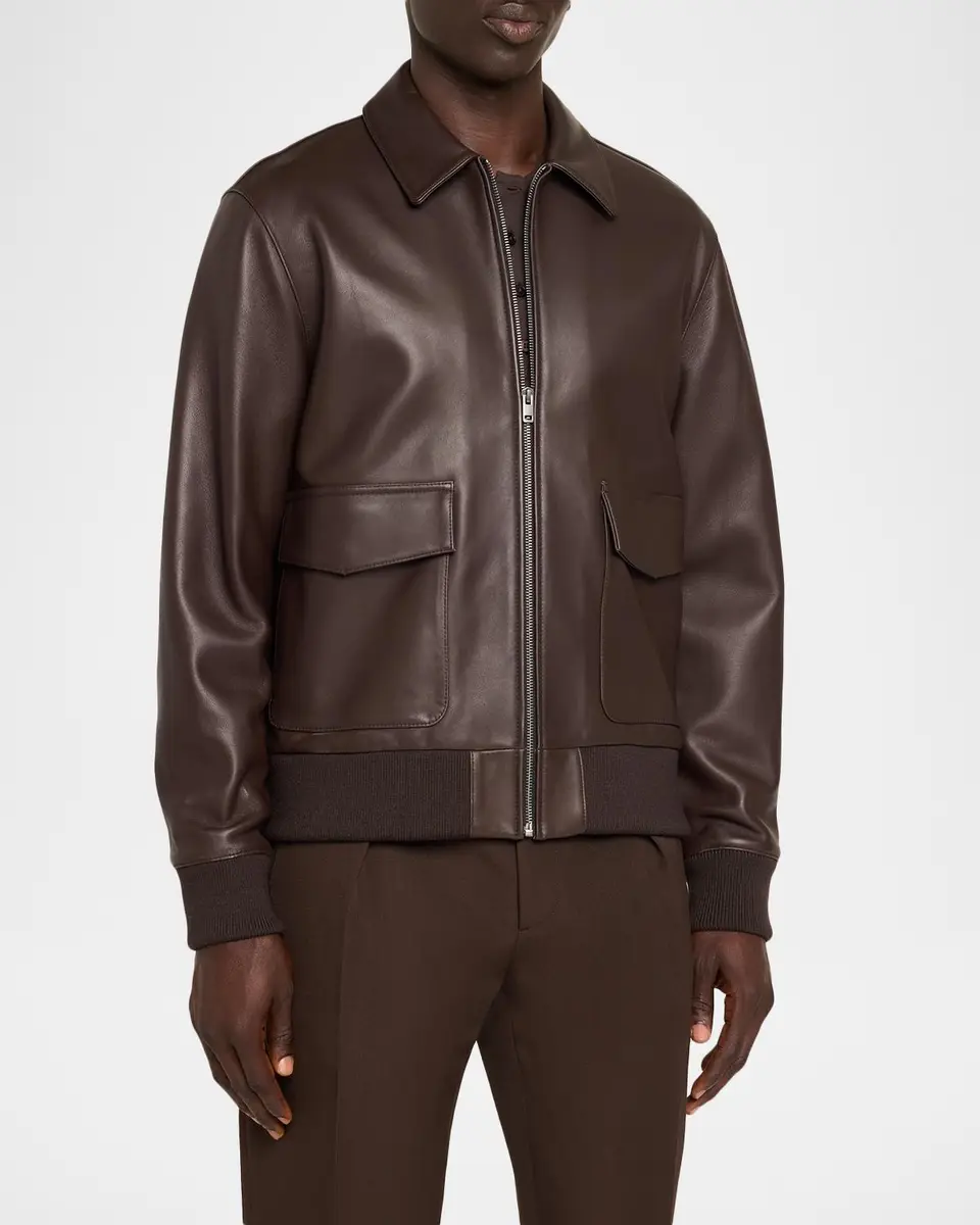 Vince Men's Leather Aviator Bomber Jacket | Thumbnail 4 Vince Men's Leather Aviator Bomber Jacket | Thumbnail 4