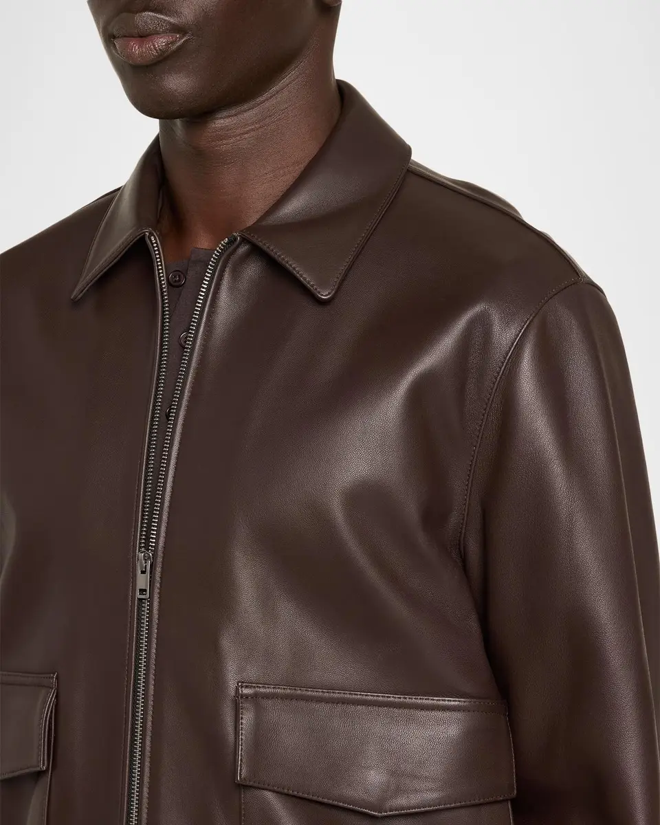 Vince Men's Leather Aviator Bomber Jacket | Thumbnail 5 Vince Men's Leather Aviator Bomber Jacket | Thumbnail 5
