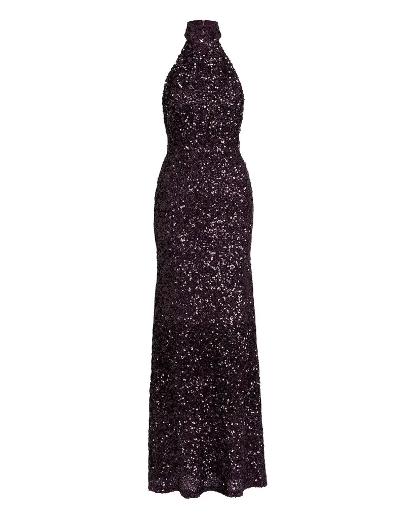 Silvia Tcherassi Dido Sequined Halter Trumpet Gown | Image 1 Silvia Tcherassi Dido Sequined Halter Trumpet Gown | Image 1