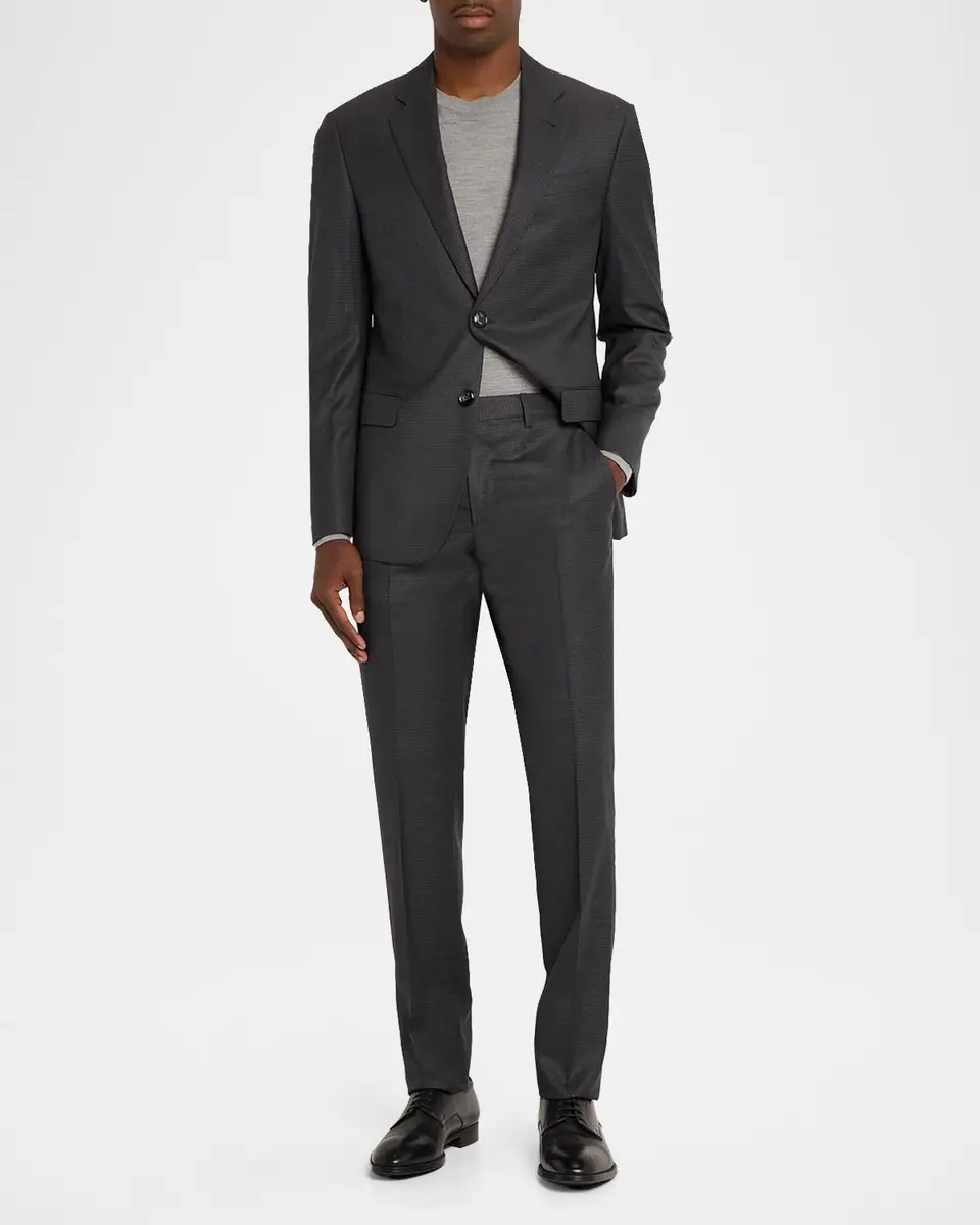 Giorgio Armani Men's Soft Line Wool Micro-Check Single-Breasted Sport Coat | Thumbnail 2 Giorgio Armani Men's Soft Line Wool Micro-Check Single-Breasted Sport Coat | Thumbnail 2