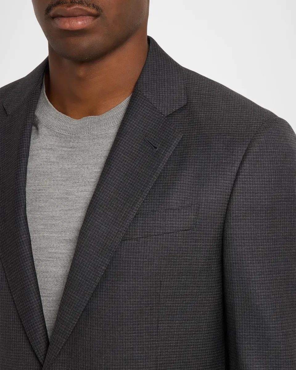 Giorgio Armani Men's Soft Line Wool Micro-Check Single-Breasted Sport Coat | Thumbnail 6 Giorgio Armani Men's Soft Line Wool Micro-Check Single-Breasted Sport Coat | Thumbnail 6
