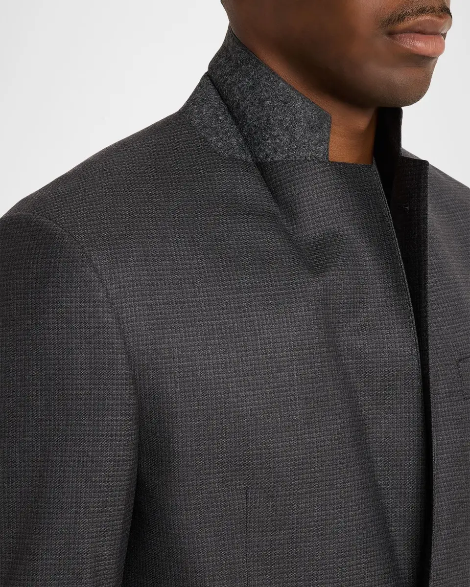 Giorgio Armani Men's Soft Line Wool Micro-Check Single-Breasted Sport Coat | Thumbnail 8 Giorgio Armani Men's Soft Line Wool Micro-Check Single-Breasted Sport Coat | Thumbnail 8