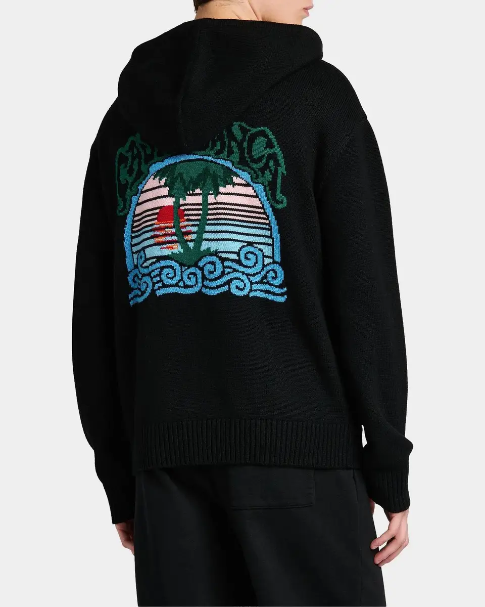 Casablanca Men's Cotton Tuck-Stitch Full-Zip Hoodie | Thumbnail 3 Casablanca Men's Cotton Tuck-Stitch Full-Zip Hoodie | Thumbnail 3
