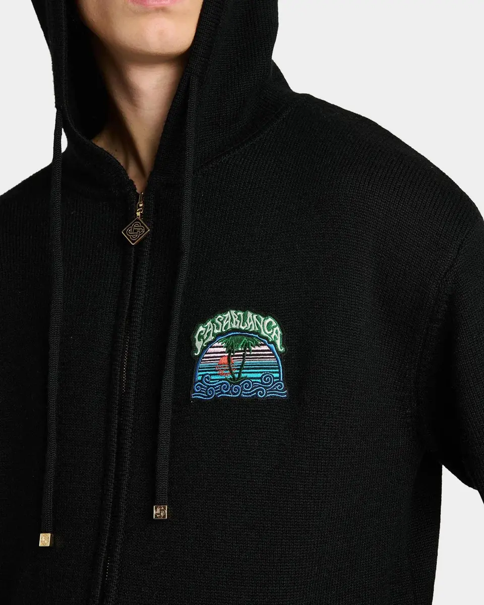 Casablanca Men's Cotton Tuck-Stitch Full-Zip Hoodie | Thumbnail 5 Casablanca Men's Cotton Tuck-Stitch Full-Zip Hoodie | Thumbnail 5