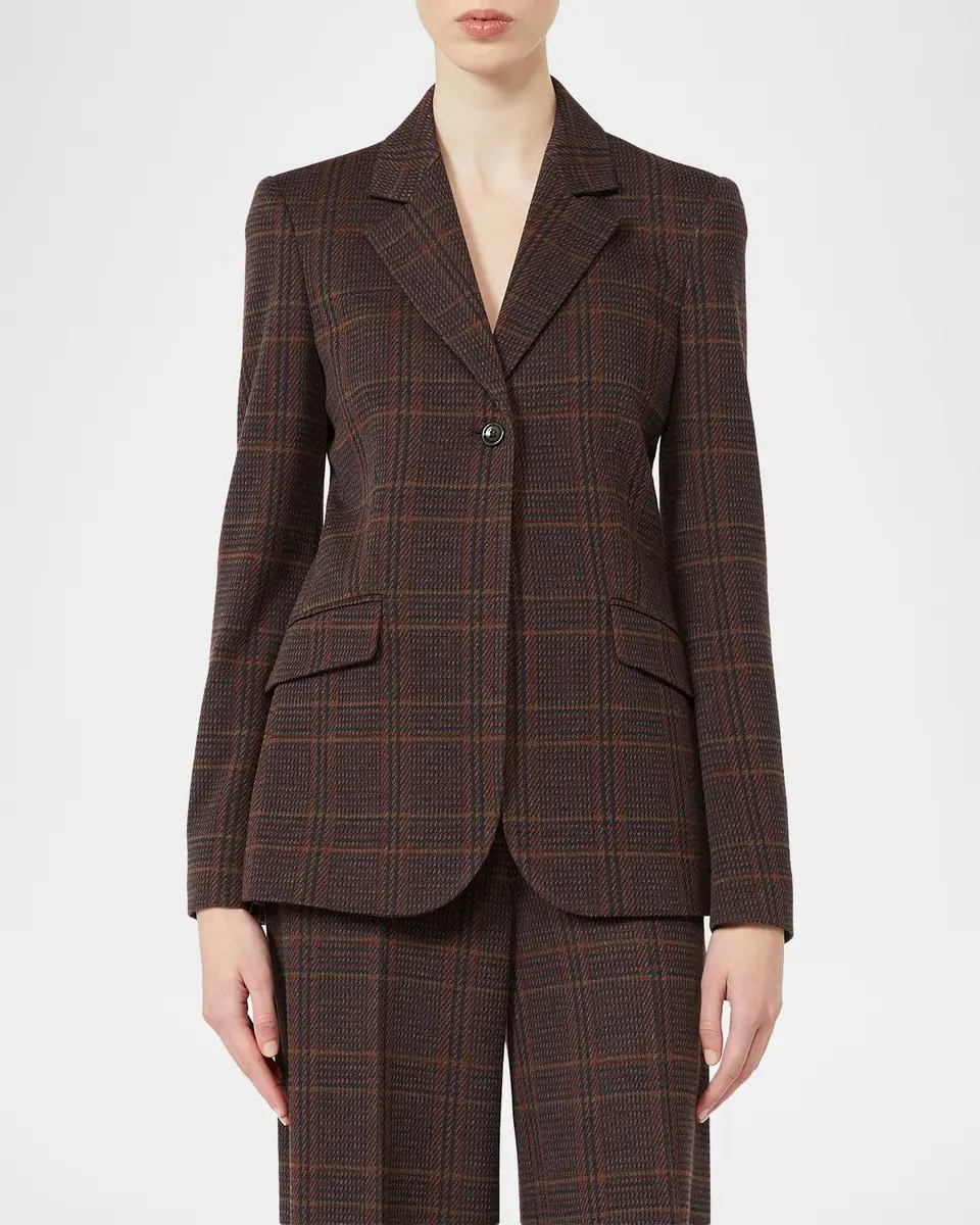 Max Mara Wool-Cotton Check Single-Breasted Jacket | Thumbnail 4 Max Mara Wool-Cotton Check Single-Breasted Jacket | Thumbnail 4